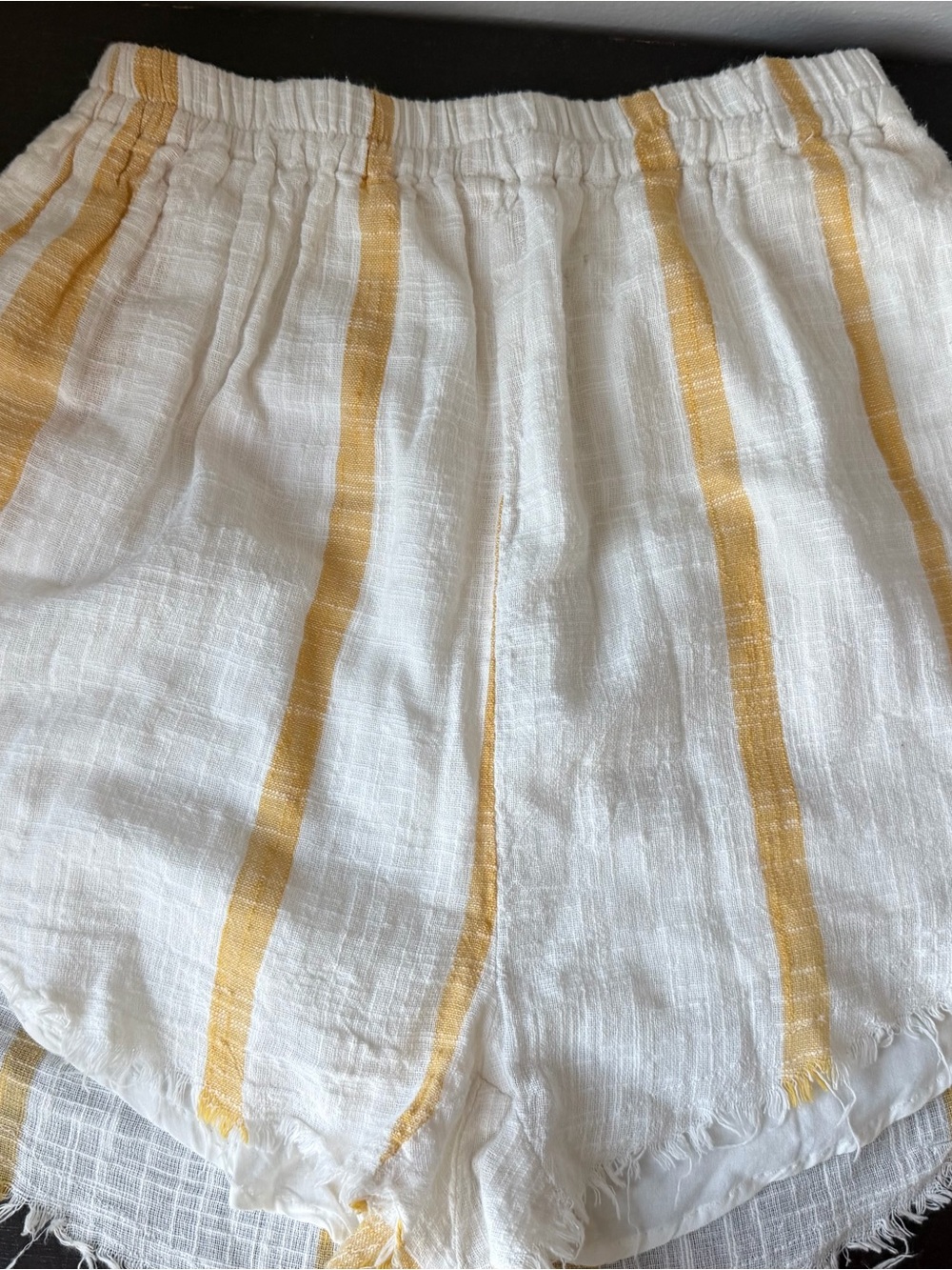 Gillia White Shorts with Yellow Stripes